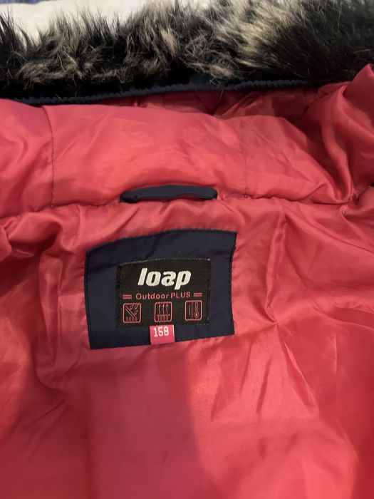 Geaca LOAP ski roz-albastru inchis cu gluga cu blaniță