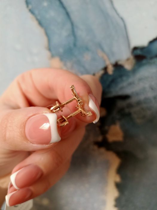 Серьги серёжки золотые крестики новые