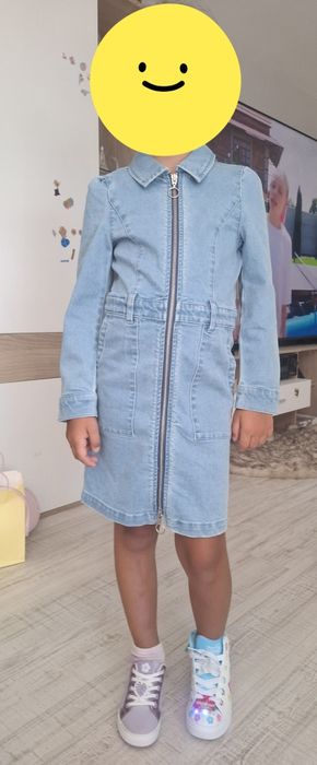 Нова дънкова рокля за момиче 128 размер