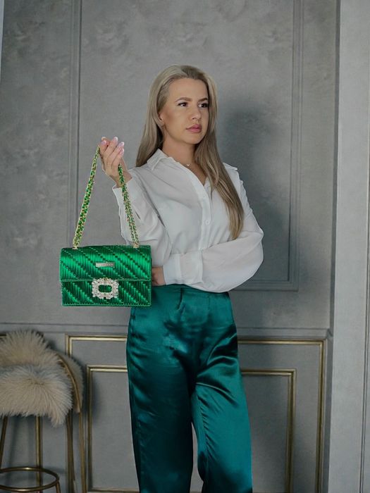 Дамска чанта DESTINY EMERALD и DESTINY AMETHYST ръчно плетена