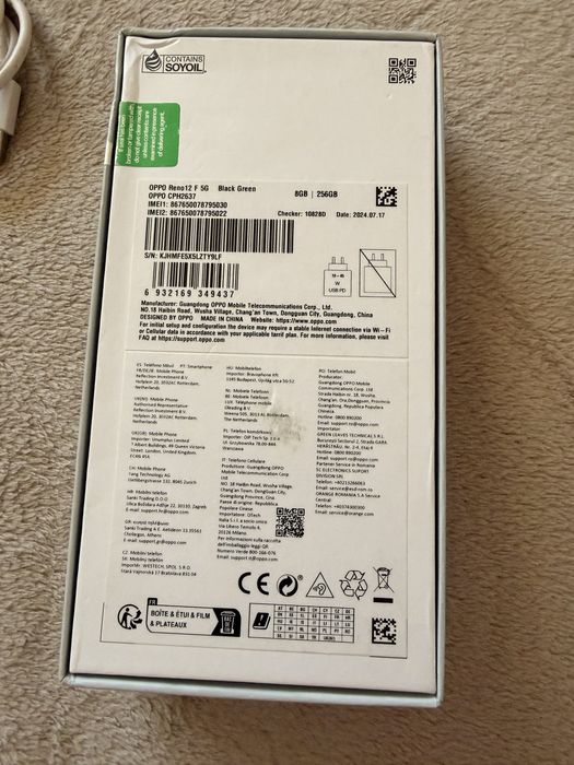 Oppo Reno 12F 5G black green 256Gb ca nou