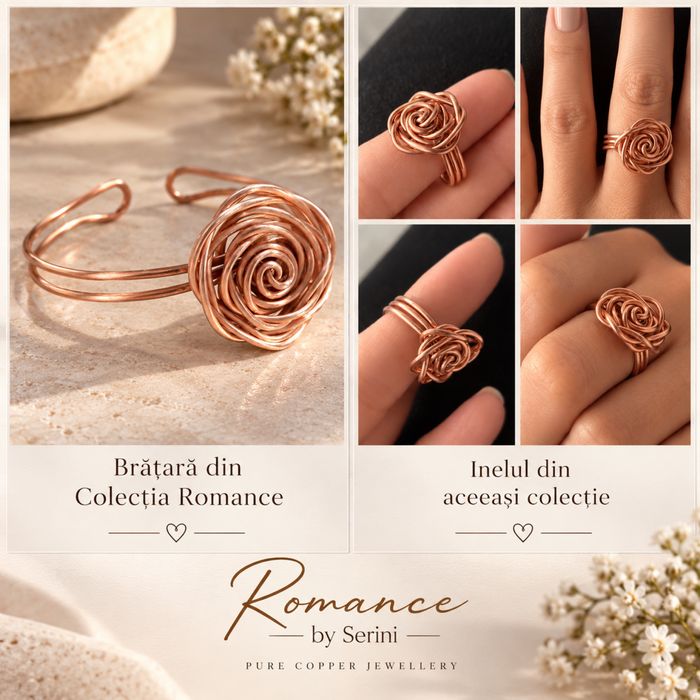 Bratara din cupru handmade Rose Wire design