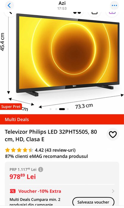Vand televizor Philips impecabil