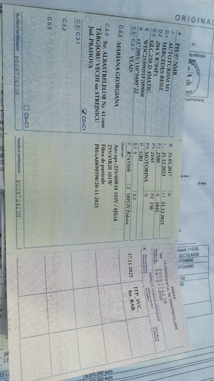 Glc250/schimb cu semiremorca prelata.