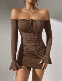 Coffee brown елегантна рокля