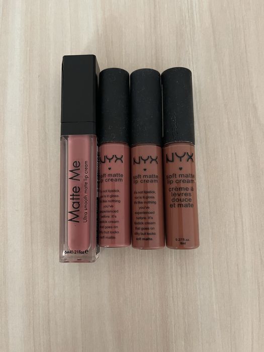 Жидкие, матовые помады для губ.