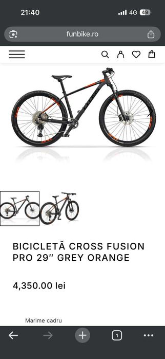 Bicicleta MTB Cross Fusion 29 Grey Orange Schimb boxe laptop diverse