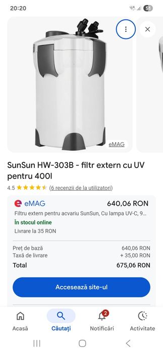 Acvariu complet cu filtru extern de vazare