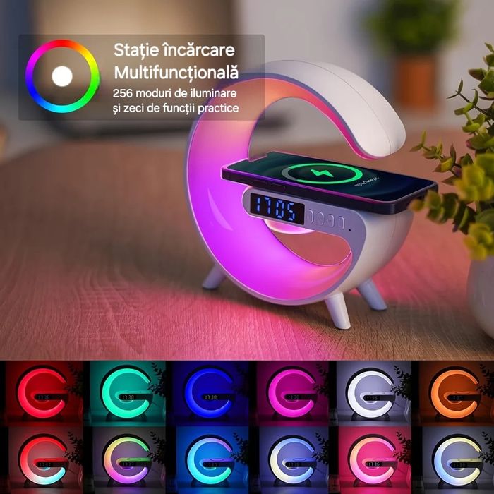 Încărcător wireless/Boxă Bluetooth/Ceas Alarmă/Lampă/LED interactiv