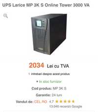 Vand UPS Larice MP 3K S Online Tower 3000 VA