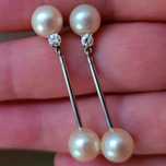 Fermecatori Cercei Vintage Aur 14K Cu Perle Si Diamante Naturale