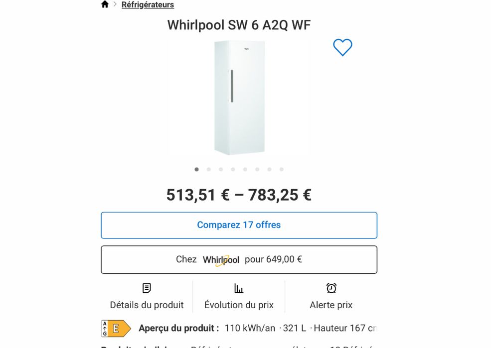Frigider 1 ușă Whirlpool SW6A2QWF2