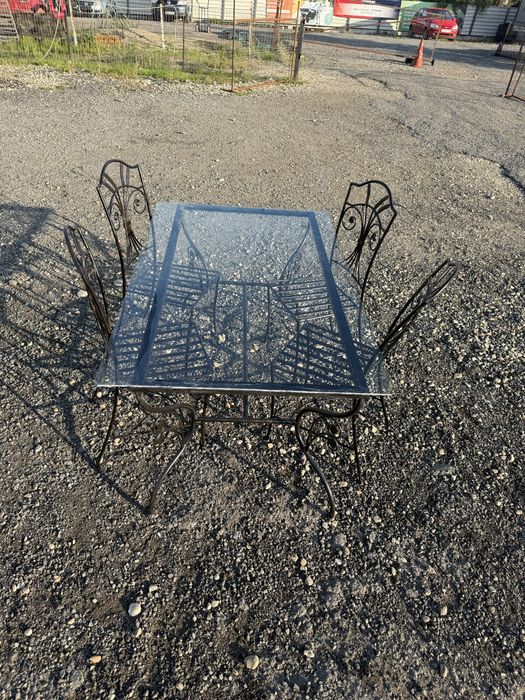 masa si scaune din fier forjat clasic 170 x 100