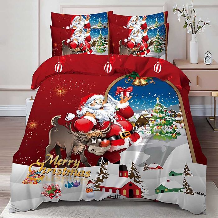 Двулицево коледно спално бельо (Реално изображение), 6 части