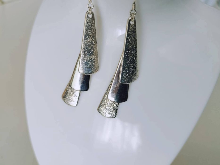 Vechi cercei placati cu argint, cu inchizatoare din argint de 925