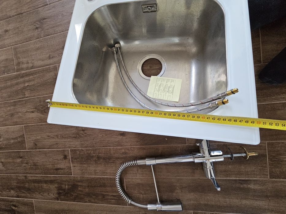 Chiuveta bucatarie ALVEUS Glassix 20,Sticla Alba 1 1/2 cuve, picurator