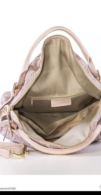 Чанта от естествена кожа с ефектен релеф в бледо розово от Lucca Baldi
