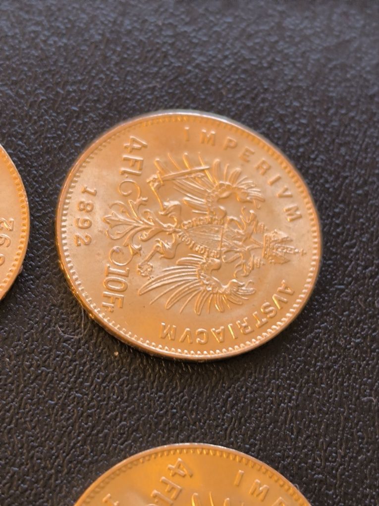 Златна монета 4 флорина/10 франка 1892 год,3.23 гр,900/1000