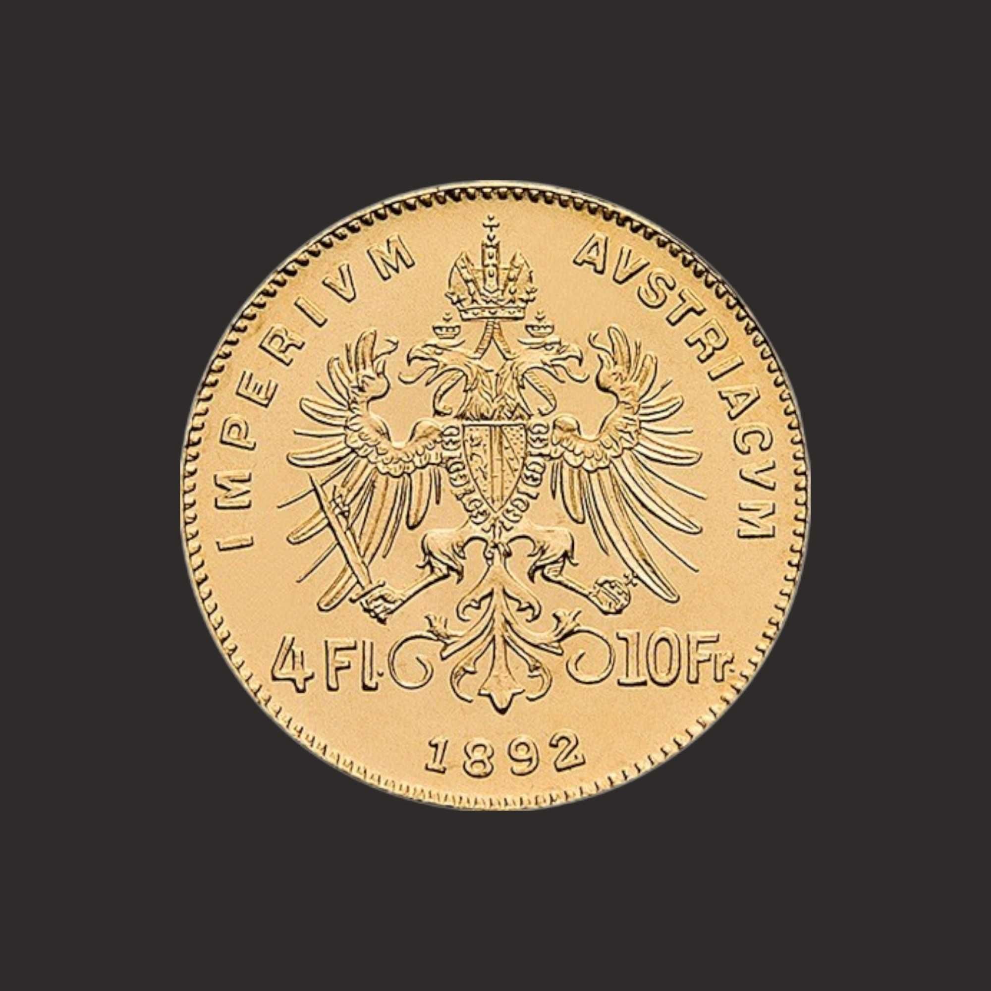 Moneda aur Franz Iosif 4 florini/4 guldeni/10 franci–TVA 0%-PRECOMANDA