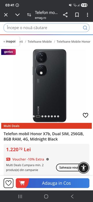 Honor x7b, ecran spart