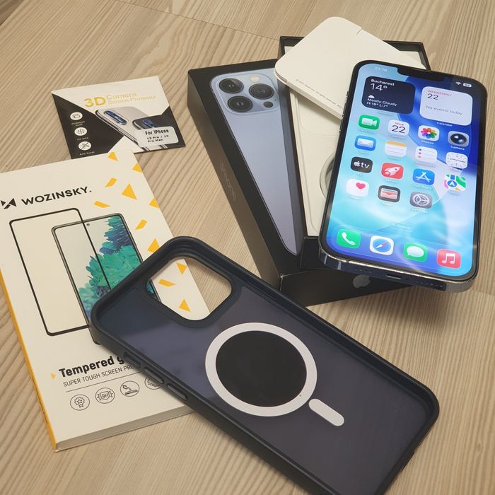 Iphone 13 Pro Max Sierra Blue 128Gb Full Box + Husa Folie