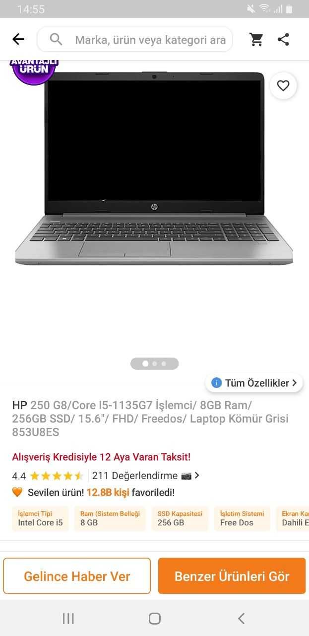 НОУТБУК HP 250 G8/core ı5-1135G7 СОТИЛАДИ