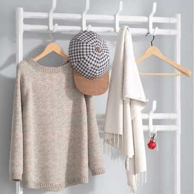 Cuier haine Alb / Negru cu suport pantofi 4 / 5 rafturi