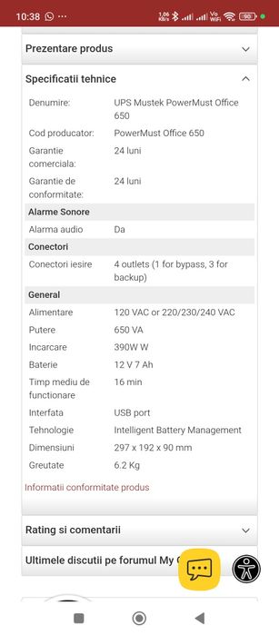 Ups Mustek Office 650