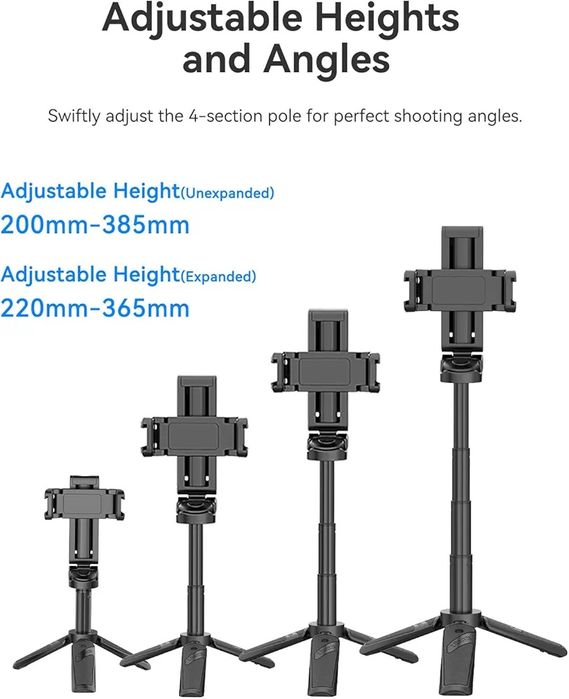 ULANZI JJ02 3в1 статив, селфи стик и грип за Телефон с Bluetooth диста