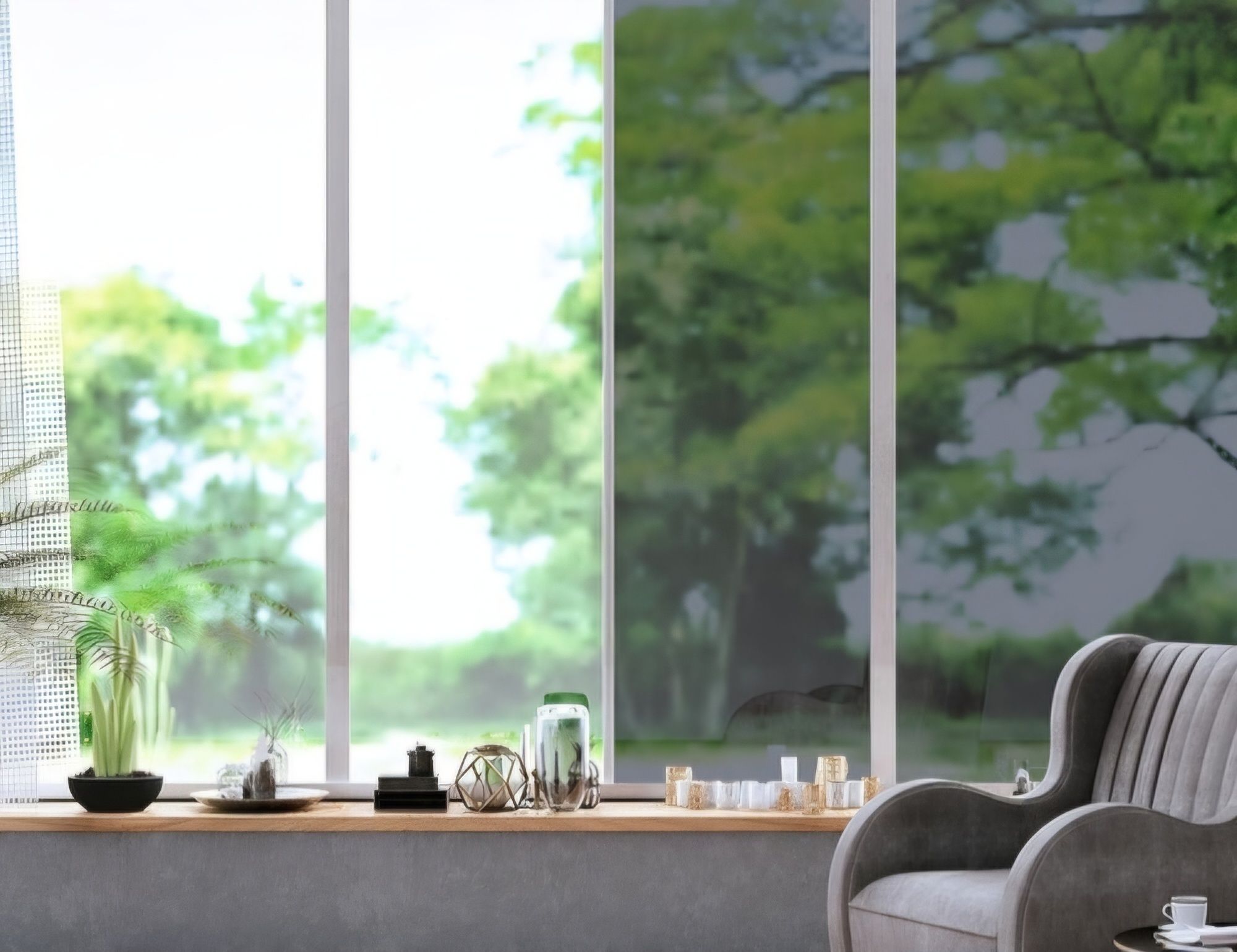 Classic PET Mirror Window Film, Peel and Stick Privacy Screen with Sun