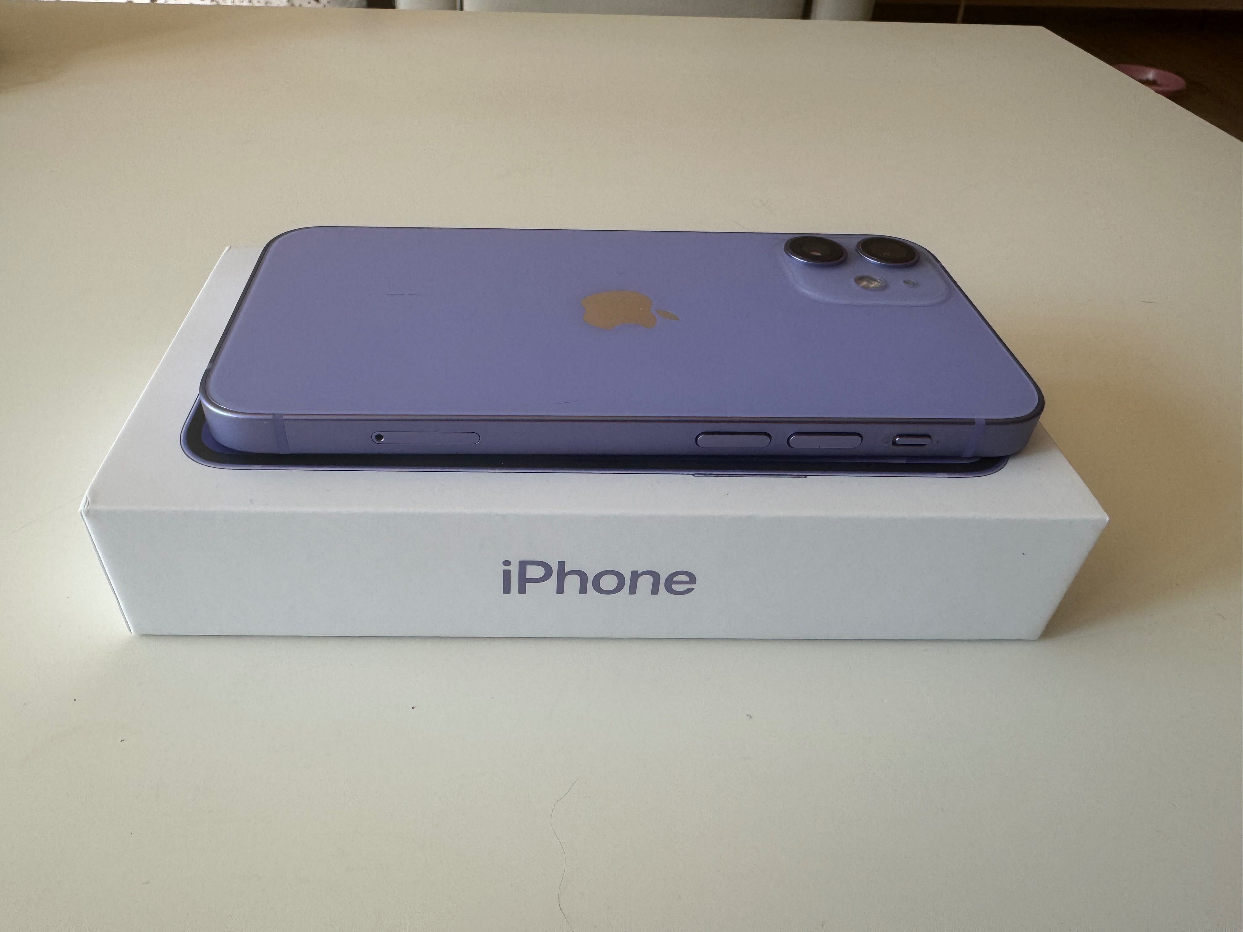 Apple iPhone 12 mini, 64GB, 5G, PURPLE-лилав, КАТО НОВ с много екстри