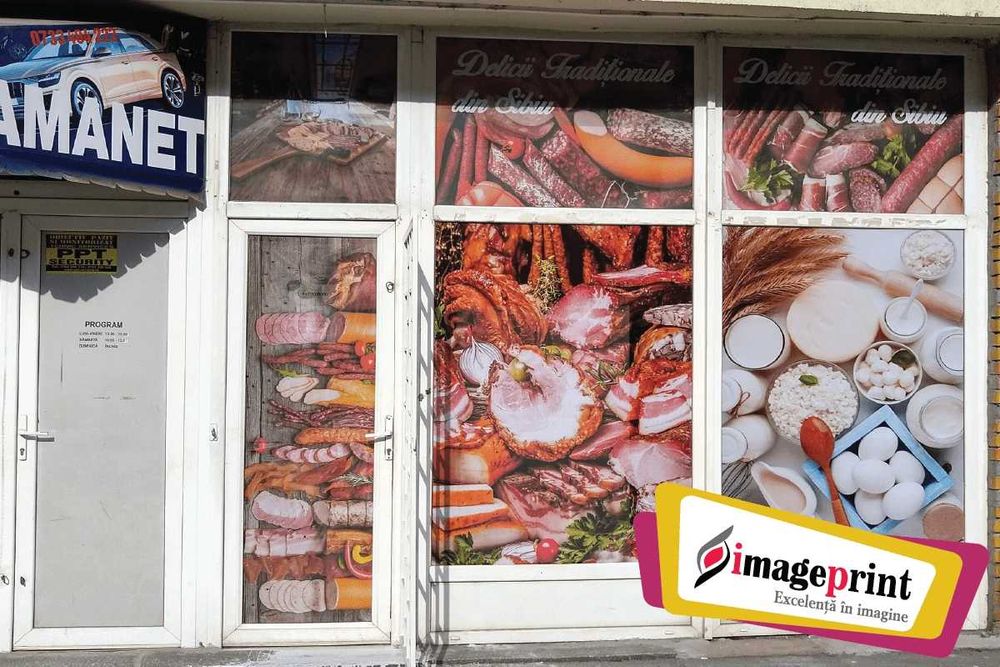 Colantare magazine, bannere, sablare, autocolant perforat, casete led