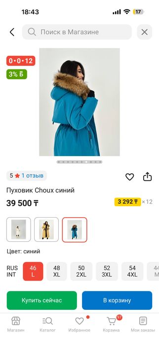 Пуховик куртка  зимный