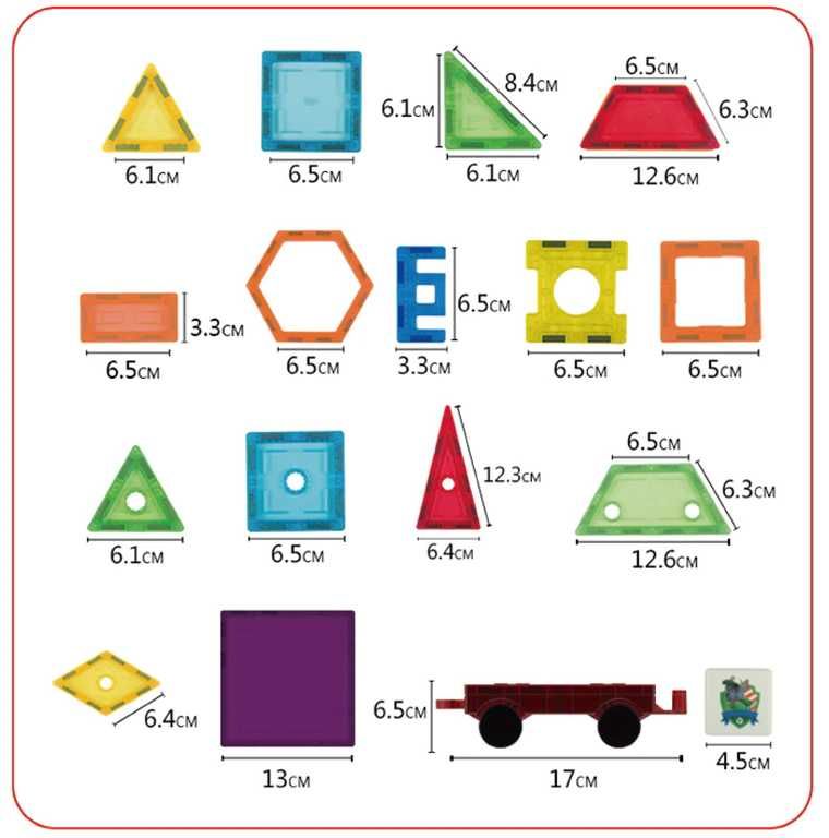 Set Educativ si Creativ Magnetic 130 Piese,LikeSmart Magnetic Tiles