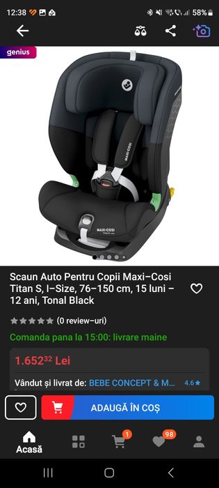 Scaun auto nou pentru copii Maxi Cosi Titan S I size