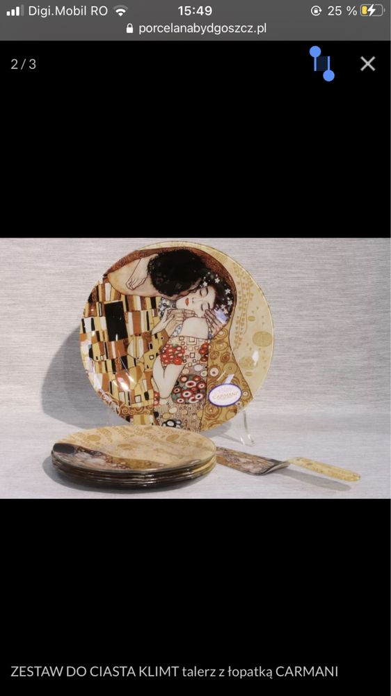 Set farfurii servit 8 pcs nou Carmani Art Gallery Gustav Klimt Kiss