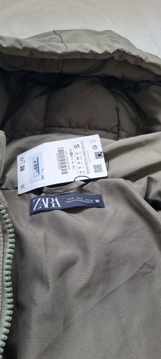 Geaca extra lunga dama Zara masura XS-S umplutura de puf