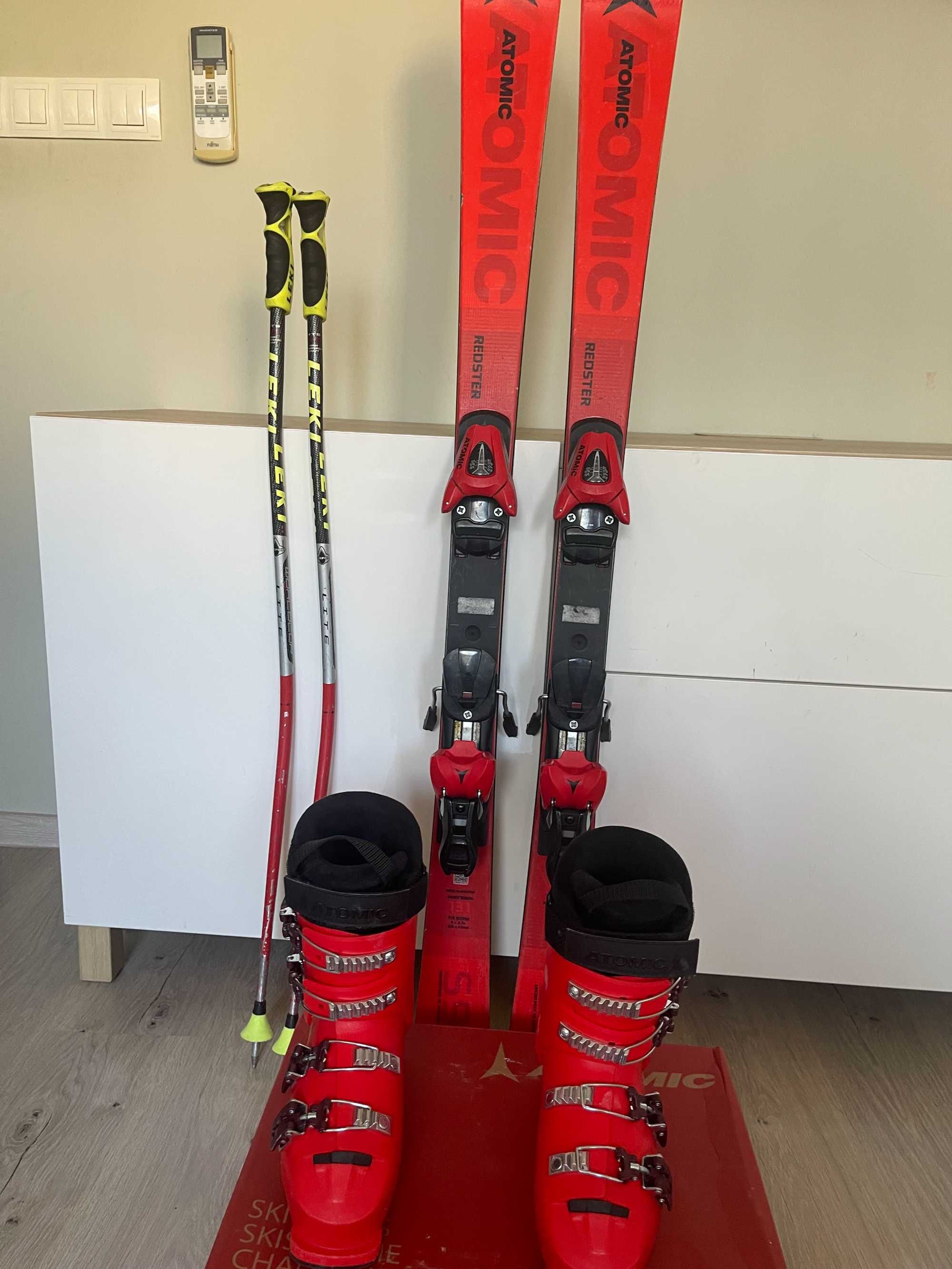 СКИ SL 131  FIS Norm + Обувки №36 Atomic JR 60 + щеки Leki 100см.