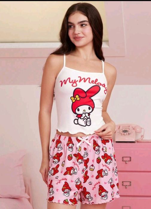 Pijama sanrio hello kitty kuromi my melody pantaloni scurti maieu