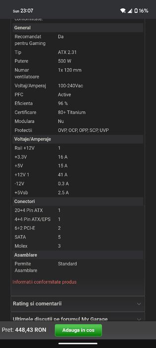 Sursa Segotep GP600T, 80+ Titanium, 500W