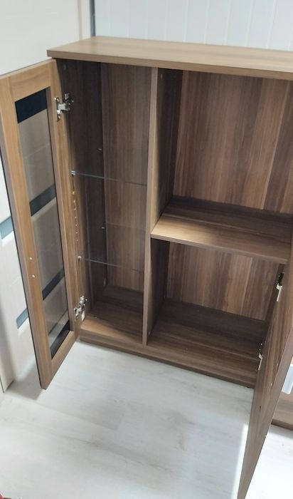 Set comoda TV mobila din 3 piese suport sertare dulap raft usi sticla