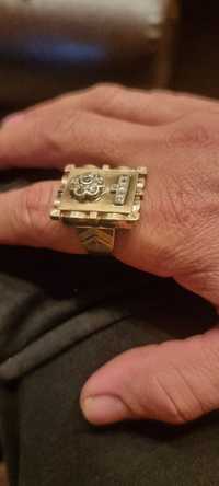 Deosebita piesa antica aur si briliante inel bărbat
