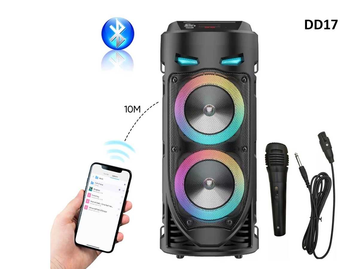 Boxa Activa Portabila Bluetooth Karaoke Microfon LED Lumini USB Audio