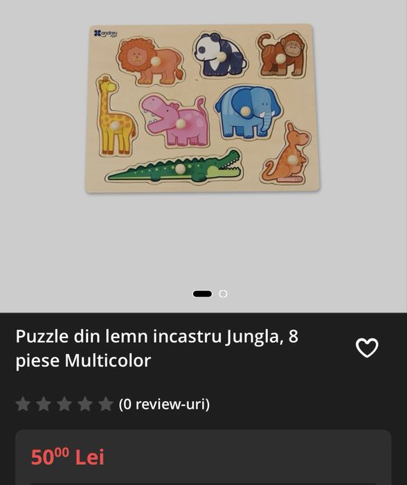 Lot 3 puzzle din lemn cu butoni, Andreu Toys
