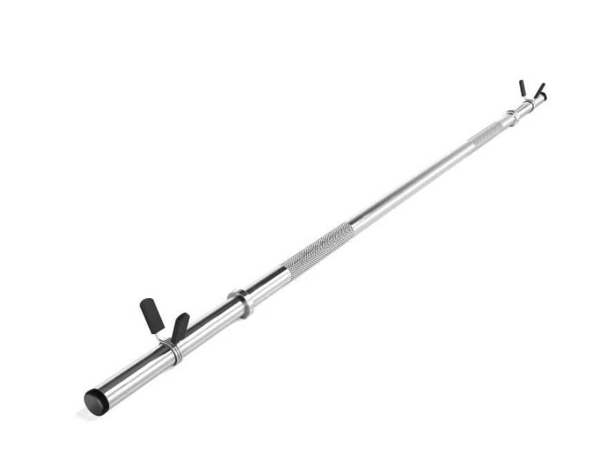 Bara de haltere de 140 cm, 30 mm, otel, crom,cu 2 cleme fixare incluse