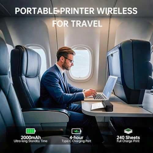 Нов Мини безжичен термопринтер A4, Bluetooth, 300dpi за iOS/Android/PC