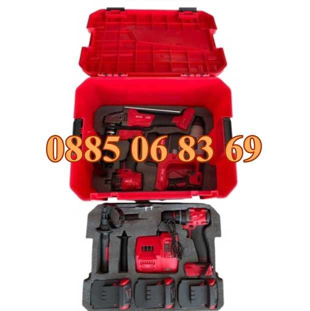 К-т 4 в 1 голям перфоратор/къртач, ъглошлайф, гайковерт, винтоверт 36V