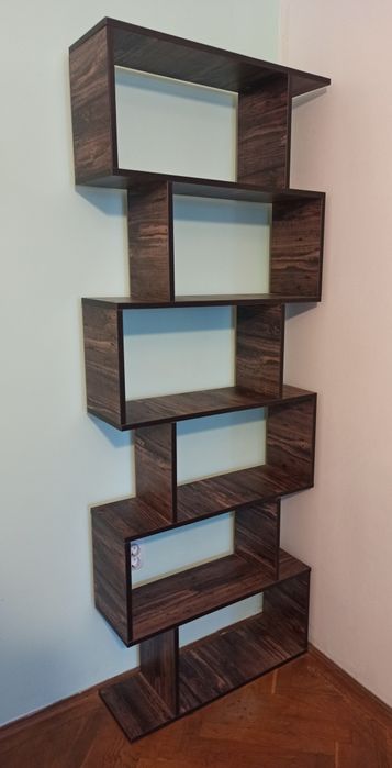 Biblioteca/separator, 6 niveluri, stejar maro, 70x24x193 cm, lemn..