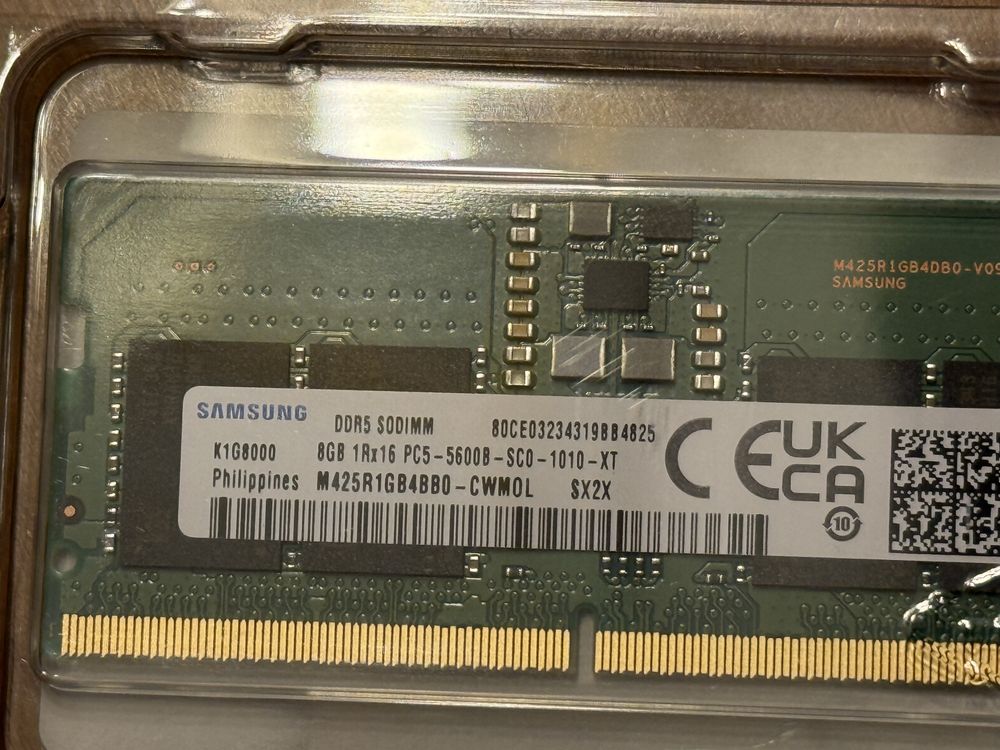 RAM памет Samsung 8GB, DDR5, 5600MHz, SODIMM M425R1GB4880-CWMOL