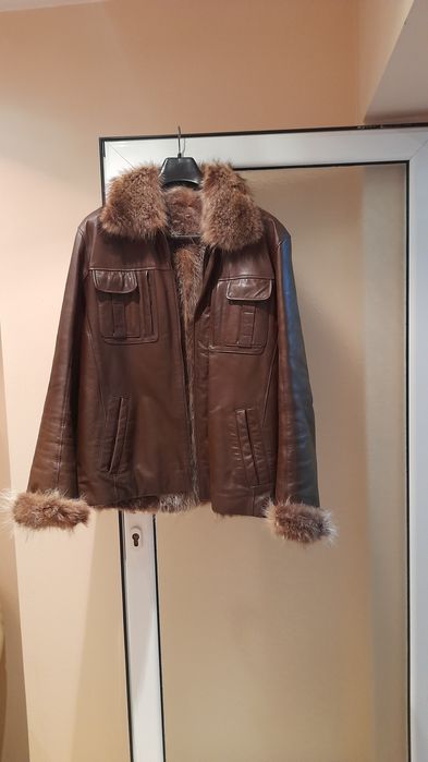 Мъжко кожено яке от естествена кожа и косъм